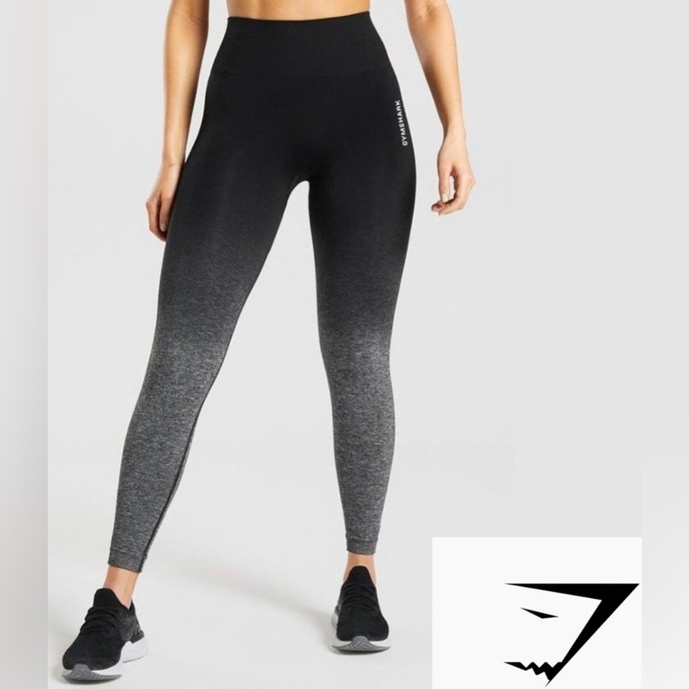 GYMSHARK Adapt leggings‎ black gray Ombre dip-dye seamless size XS